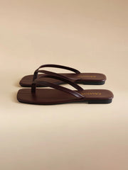 Women's Square Toe Flat Slip-On Thong Sandals