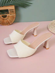 Women's Strap Slip-On Mid-Heel Sandals