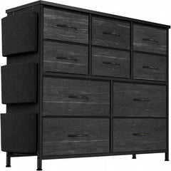 10 Drawer Fabric Storage Cabinet With Side Pockets & Hooks
